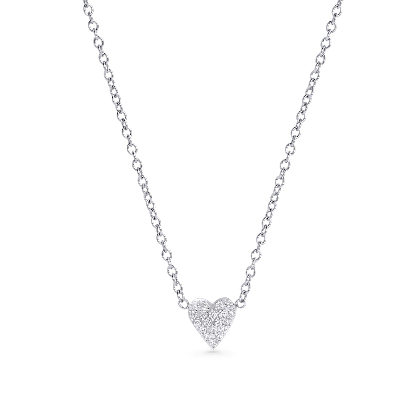 Collier pendentif coeur pavé zircon acier inoxydable durable Mia Bijoux