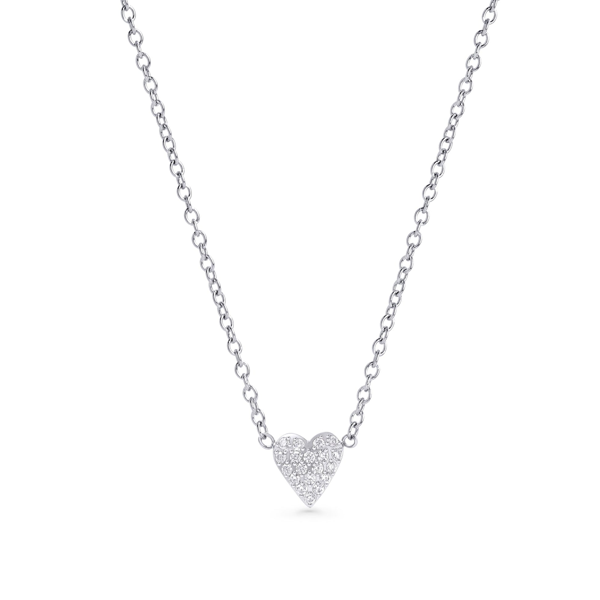 Collier pendentif coeur pavé zircon acier inoxydable durable Mia Bijoux