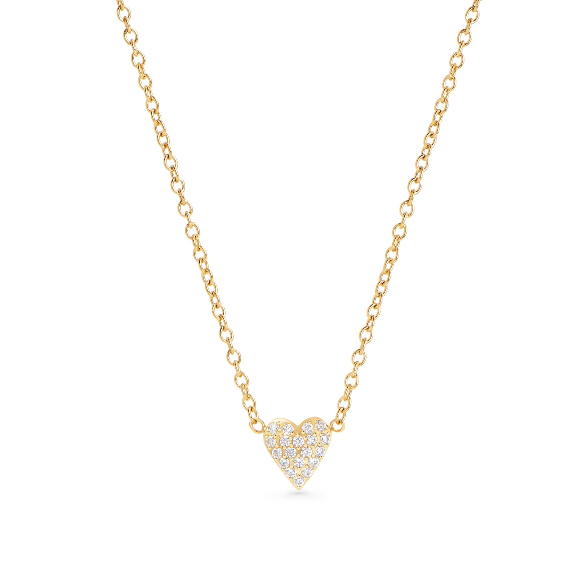 Gold ecological plating stainless steel cz pavé heart pendant necklace hypoallergenic MIAJWL