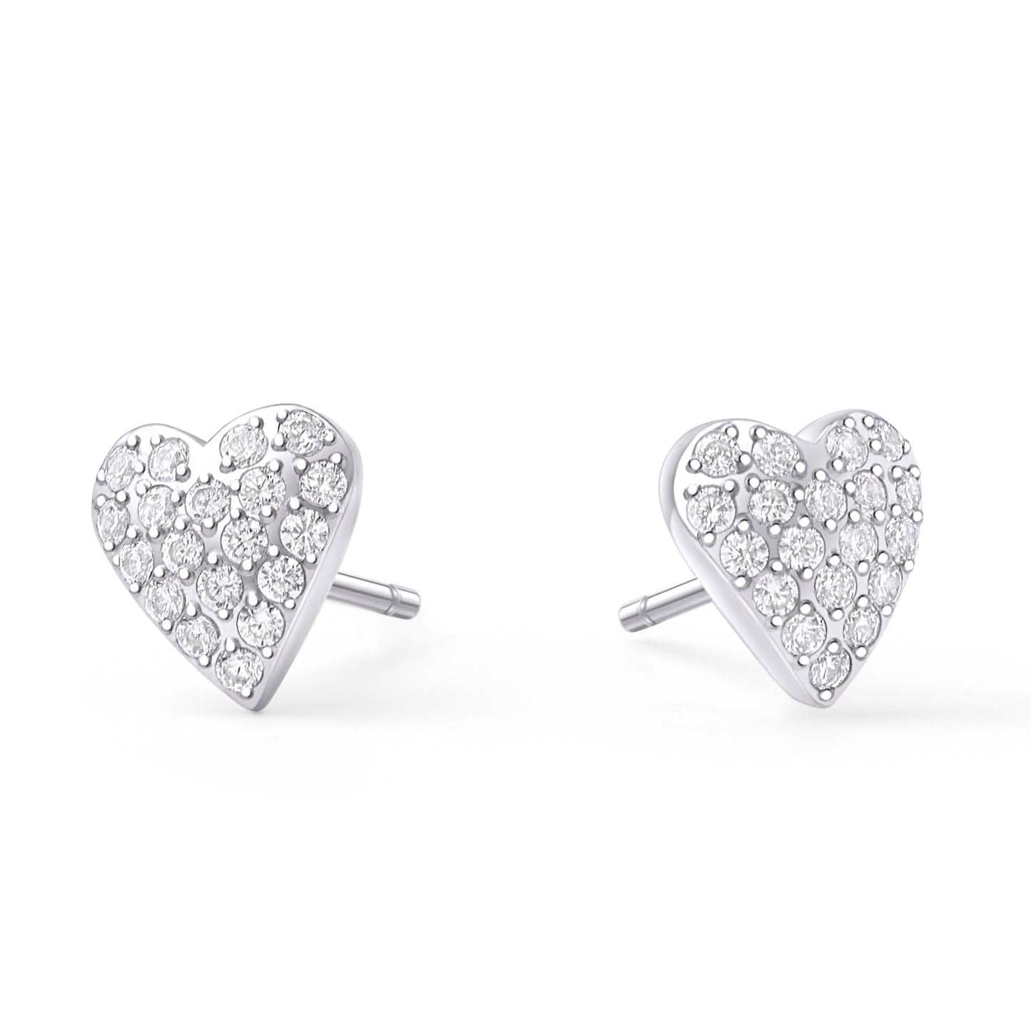 No allergy CZ Pavé heart silver stainless steel stud earrings MIAJWL
