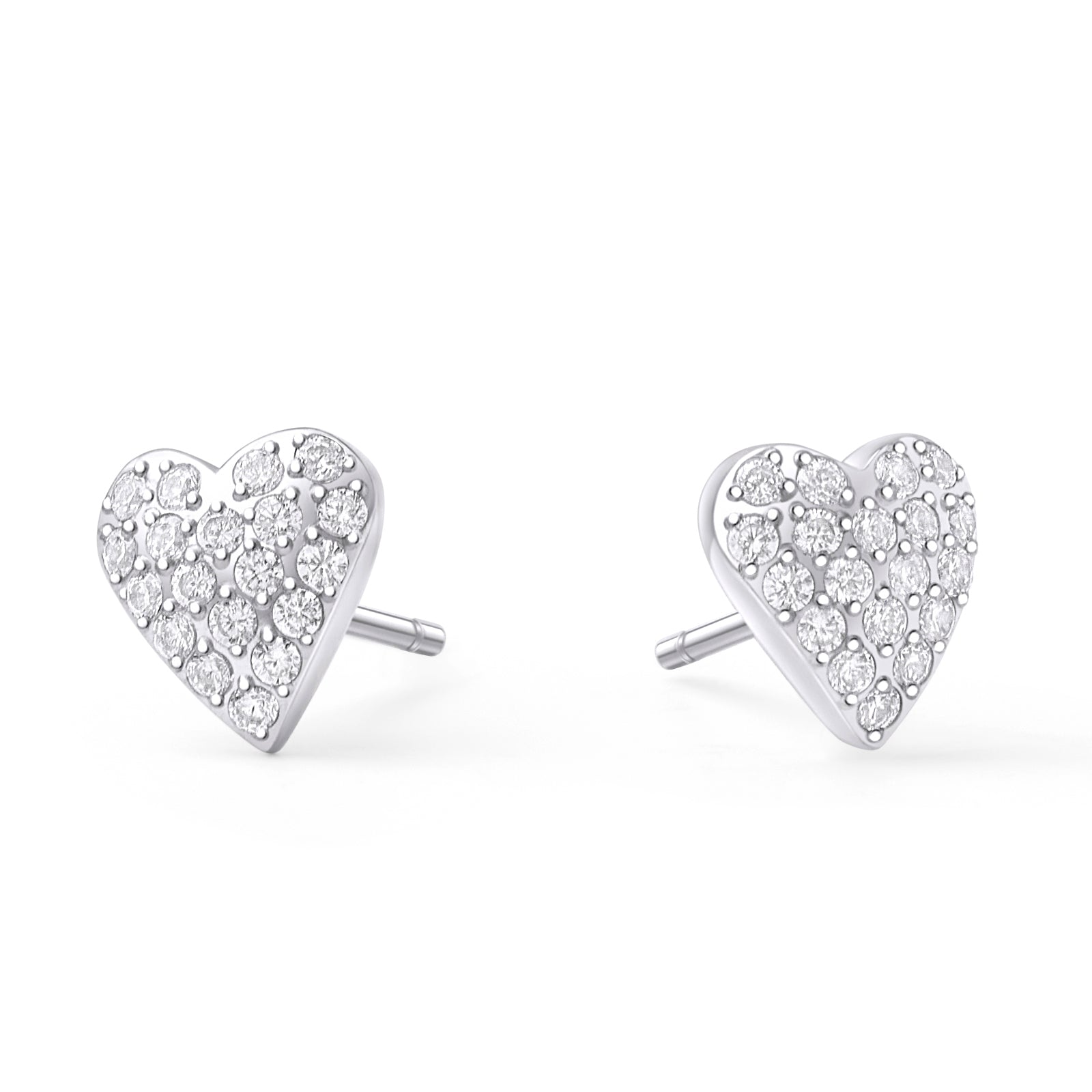 No allergy CZ Pavé heart silver stainless steel stud earrings MIAJWL
