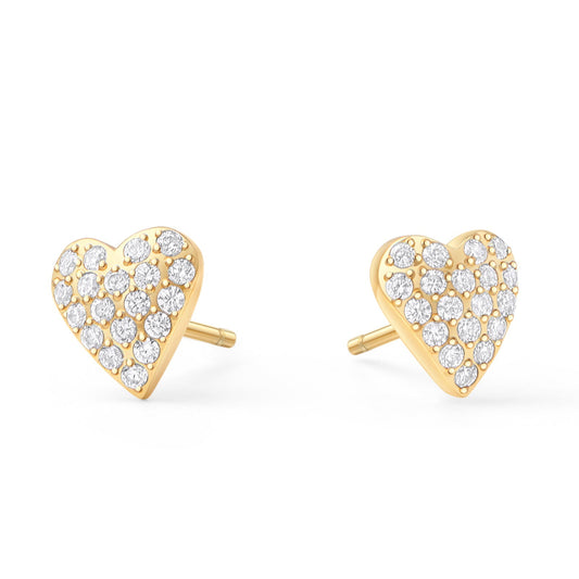 Boucles d'oreilles fixes acier inoxydable coeur pavé zircons pour peau oreilles sensibles Mia Bijoux