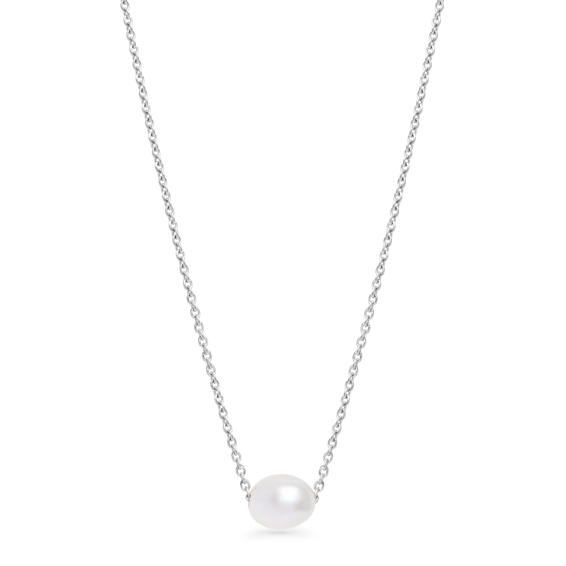classic natural freshwater pearl stainless steel hypoallergenic pendant necklace MIAJWL collier perle naturelle d'eau douce acier inoxydable aucune réaction allergique Mia Bijoux