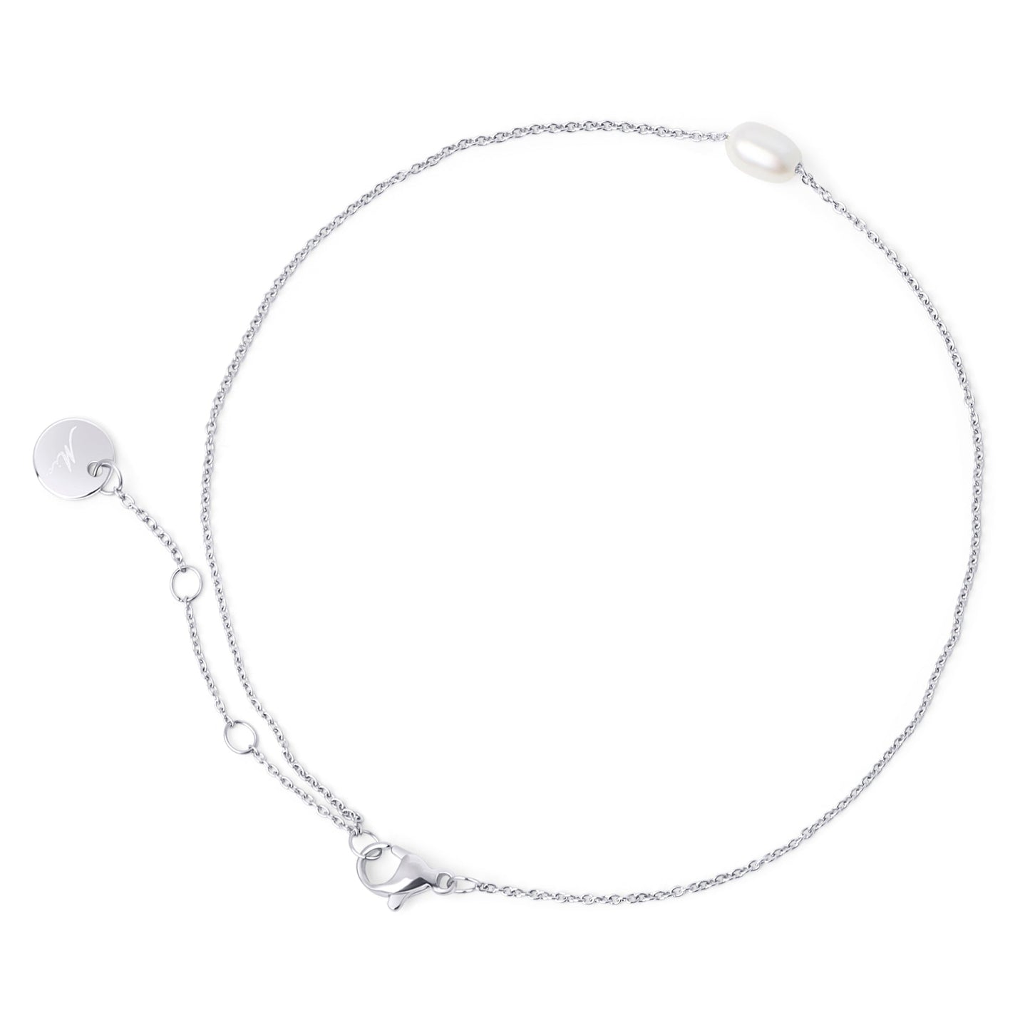 Safe for skin stainless steel anklet real freshwater pearl MIAJWL