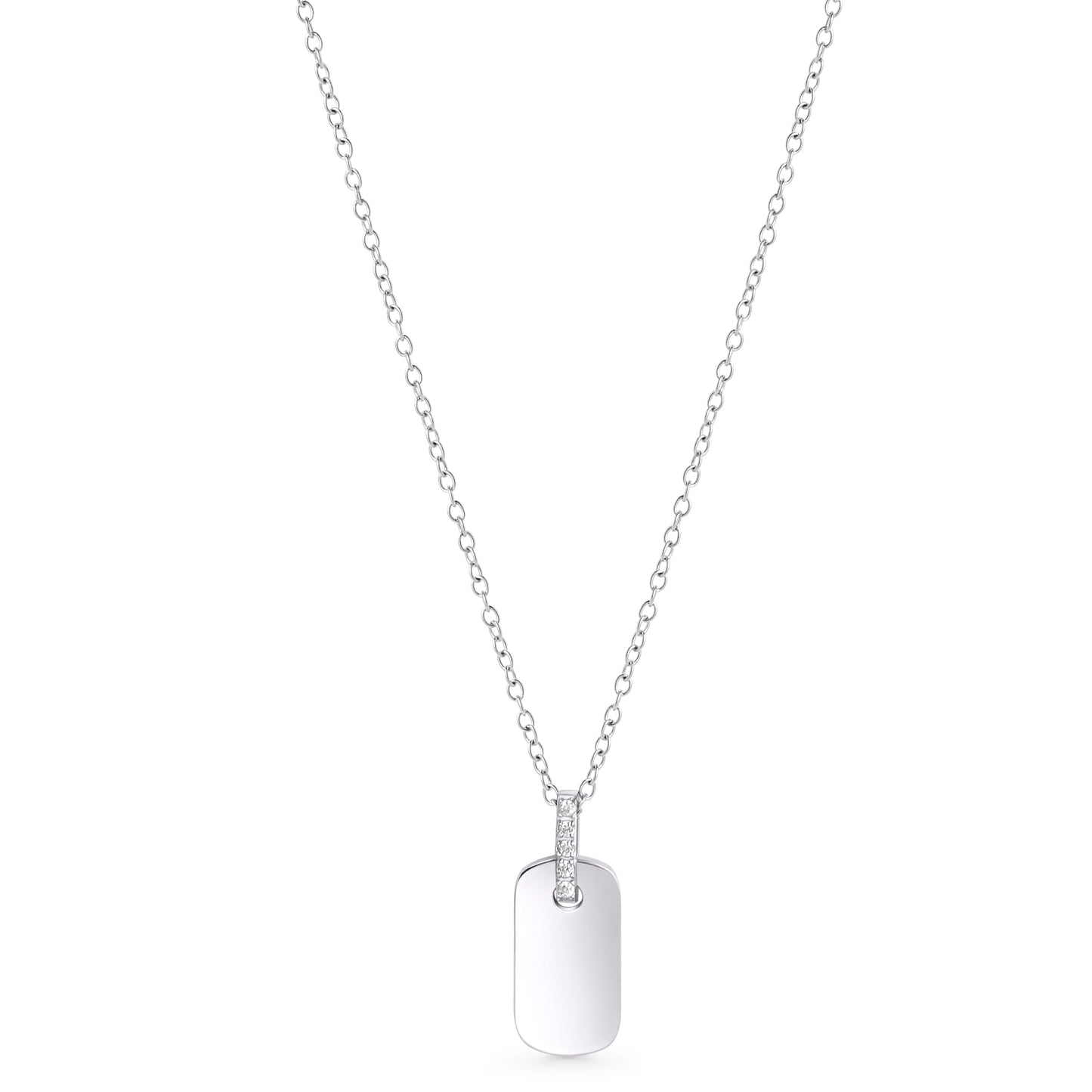 Rectangle tag pendant necklace with stones stainless steel pendentif place avec pierres acier inox MIA