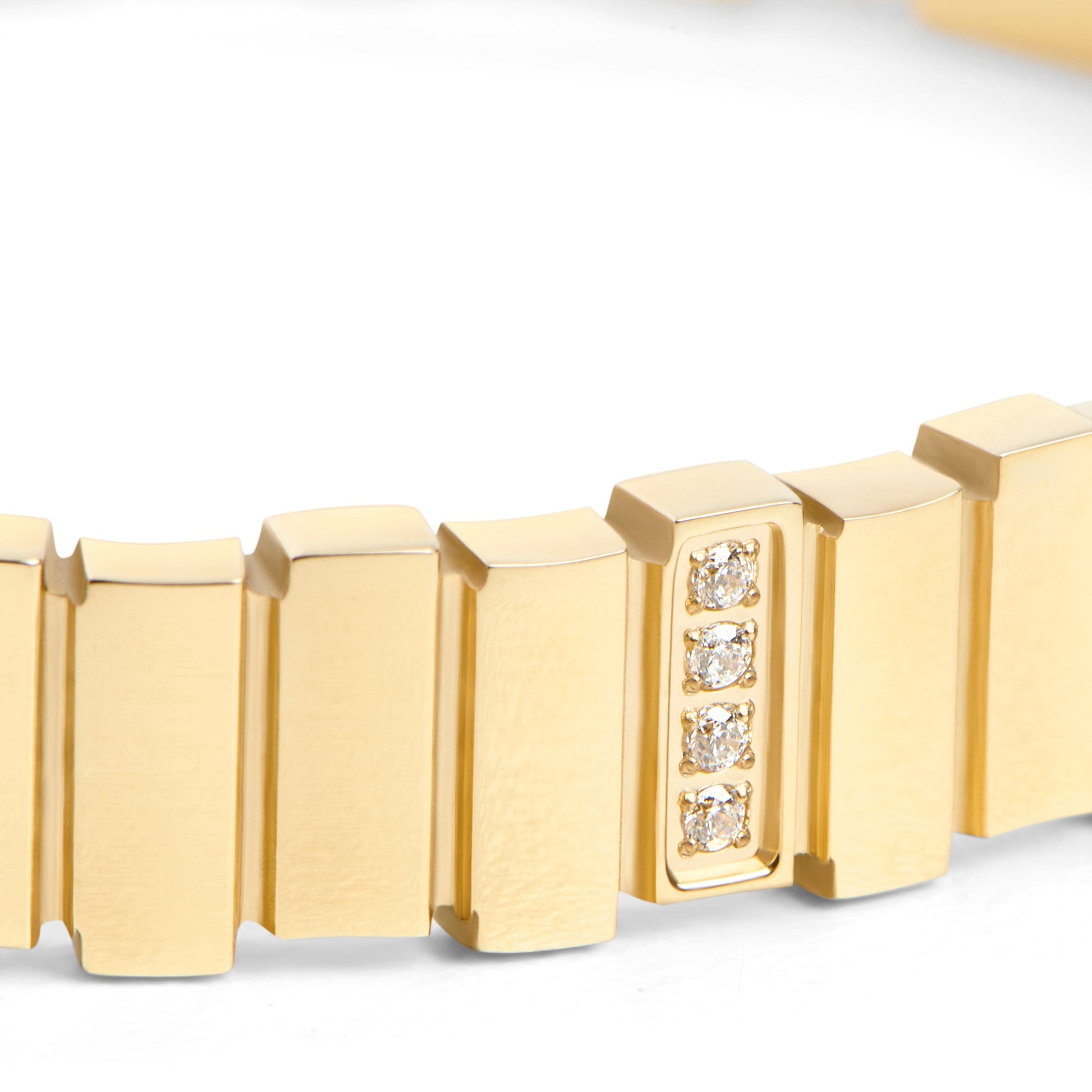 gold stainless steel rectangle bangle bracelet with tiny cz MIAJWL bracelet rigide acier inoxydable doré petites pierres Mia Bijoux