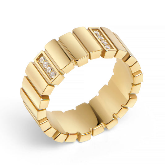 no allergy gold stainless steel rectangles and tiny cubic zirconia ring MIAJWL bagues rectangles et petites pierres acier inoxydable doré aucune allergie Mia Bijoux