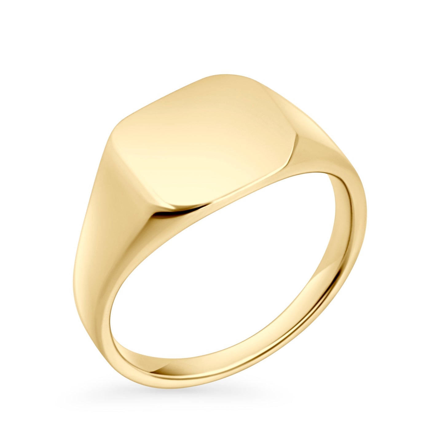 Gold rectangular round edges signet comfortable allergy free stainless steel ring MIAJWL Bague style signet rectangulaire bordure arrondie confortable inox or aucune allergie Mia Bijoux
