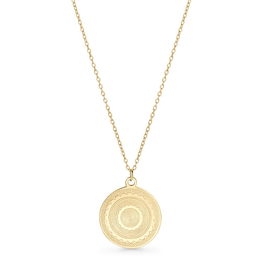 Long Boho Round Pendant Necklace Gold Stainless Steel Winter 2022 Collier Long Rond Motif Boho Hiver 2022 Acier Inoxydable MIA