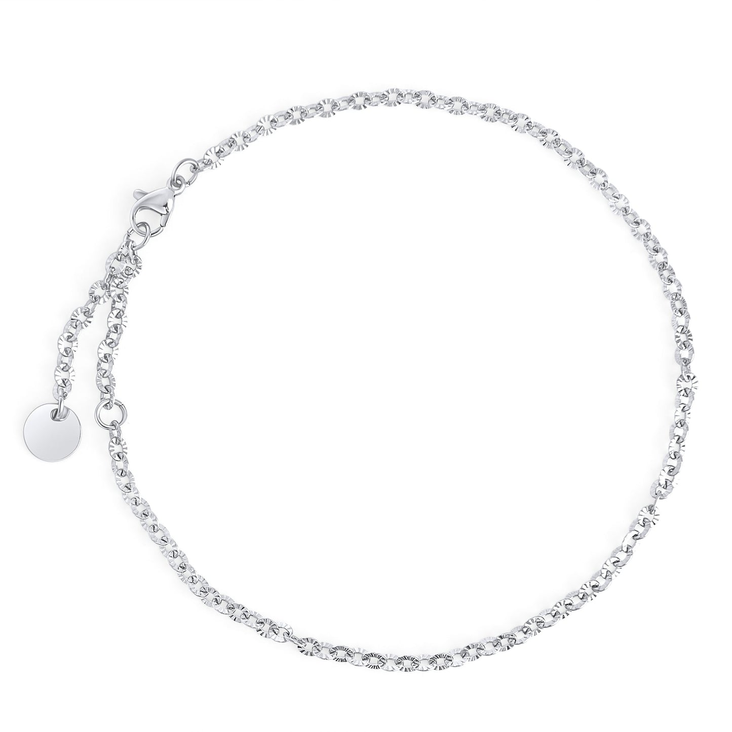 Safe for skin round diamond cut link stainless steel anklet MIAJWL
