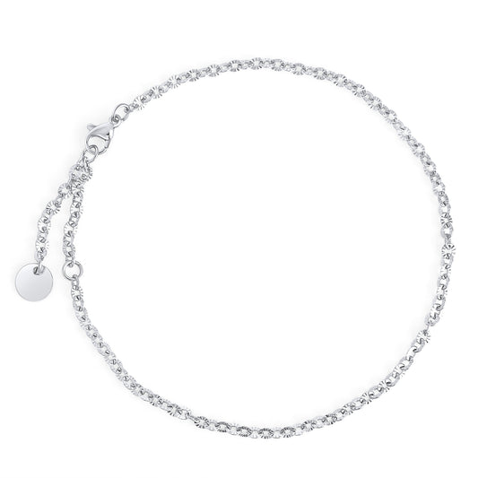 Safe for skin round diamond cut link stainless steel anklet MIAJWL