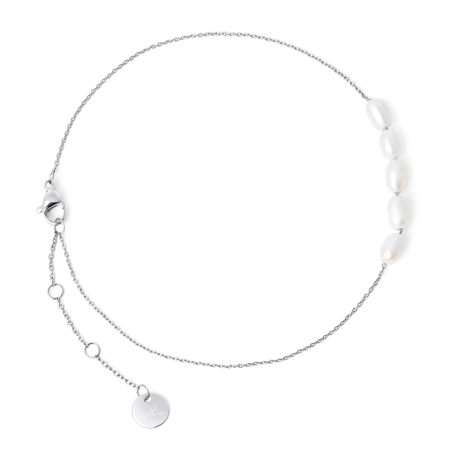  row of real freshwater pearls allergy free stainless steel delicate anklet MIAJWL