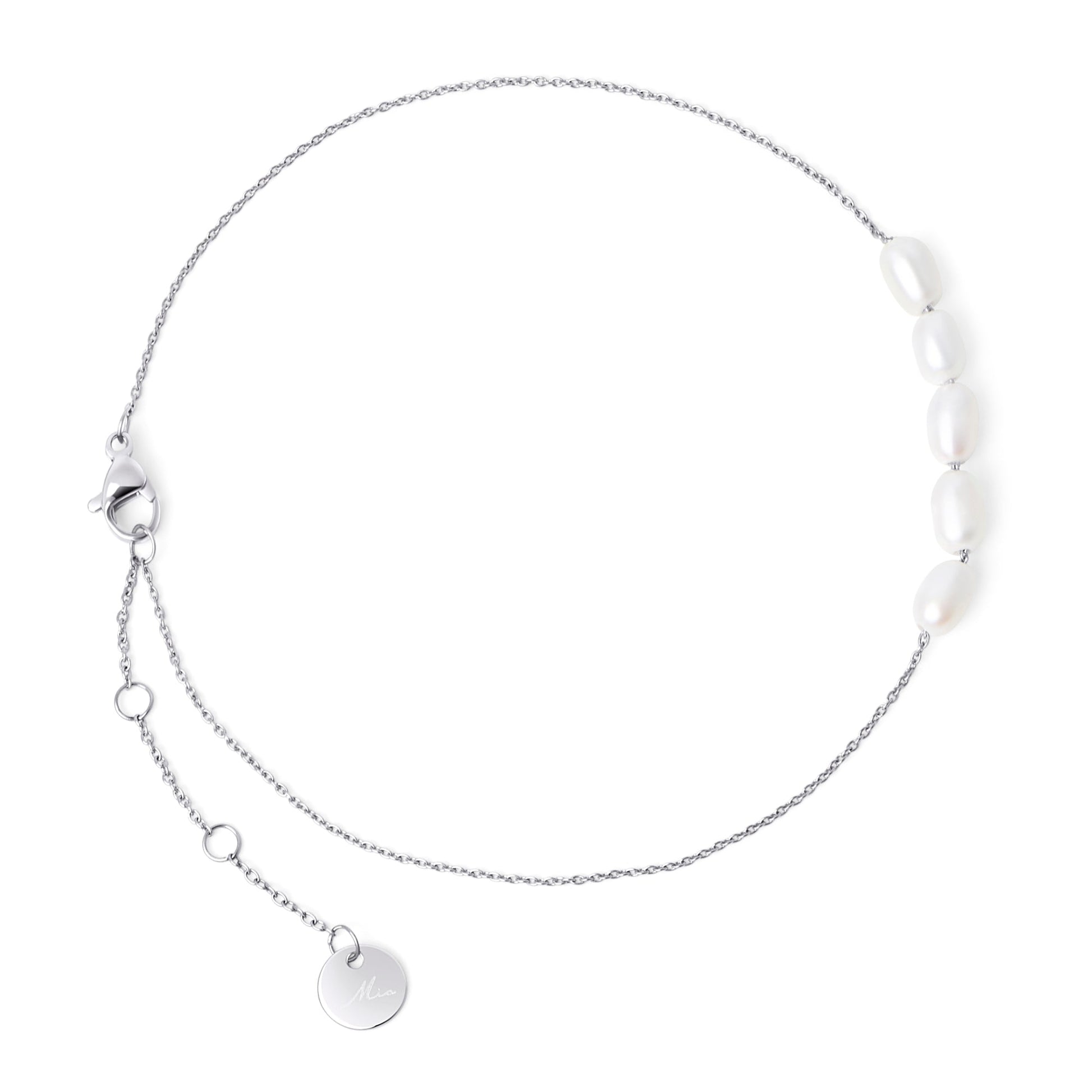  row of real freshwater pearls allergy free stainless steel delicate anklet MIAJWL