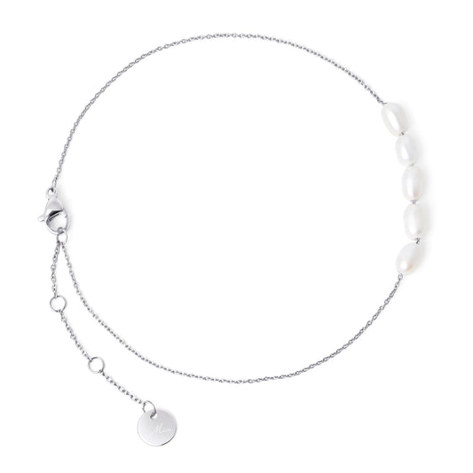  row of real freshwater pearls allergy free stainless steel delicate anklet MIAJWL
