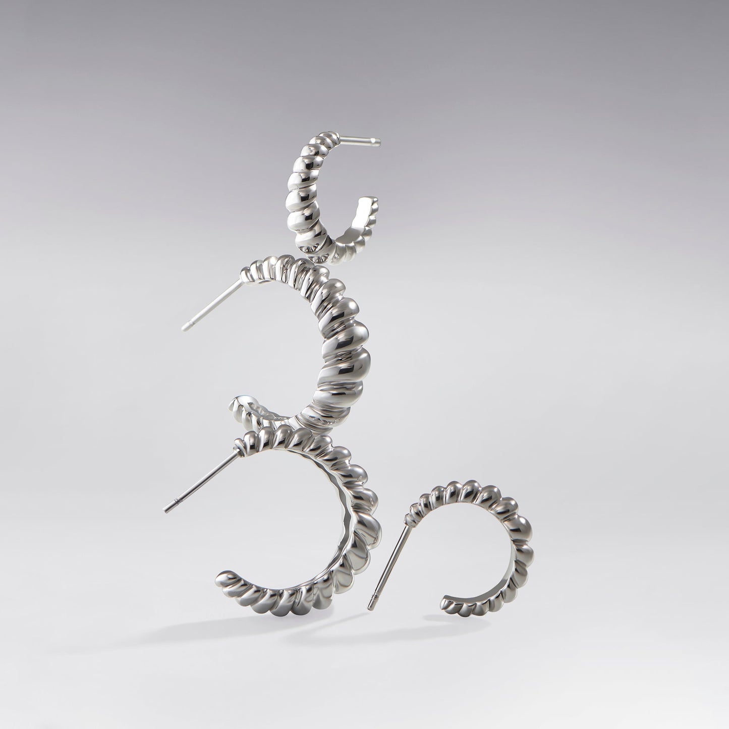 Set of small and medium croissant stainless steel earrings ensemble boucle d'oreilles anneaux croissant petit et moyen acier inoxydable MIAJWL