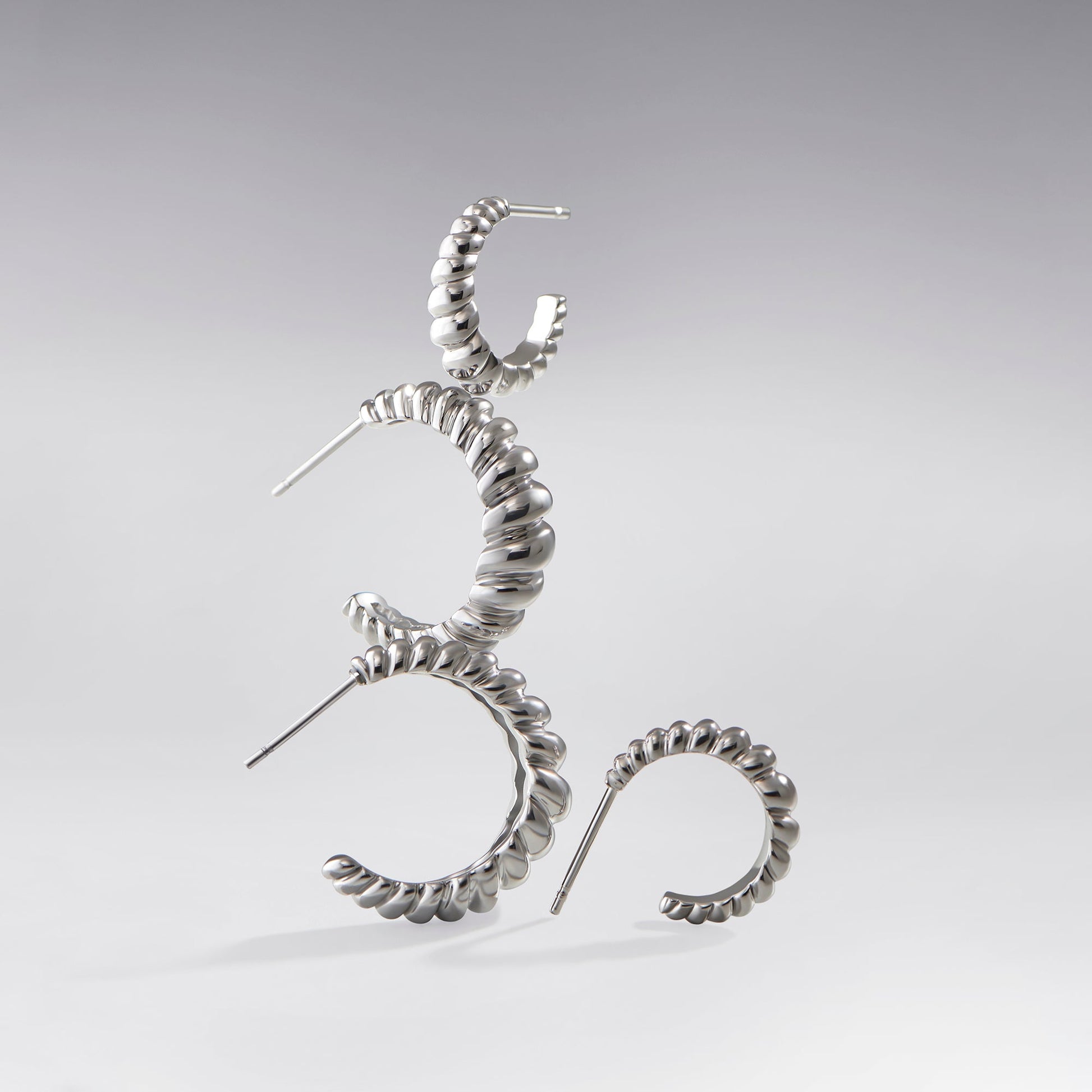 Set of small and medium croissant stainless steel earrings ensemble boucle d'oreilles anneaux croissant petit et moyen acier inoxydable MIAJWL