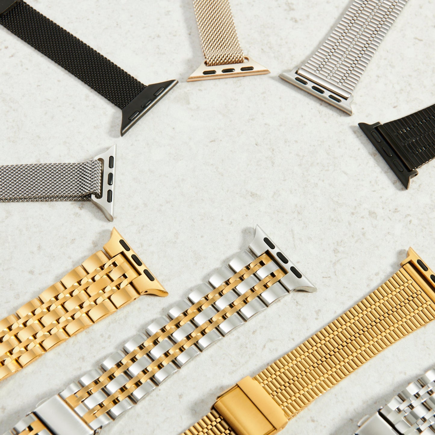 Stainless steel apple watch band silver gold black bracelet montre intelligente acier inoxydable argent or noir MIAJWL