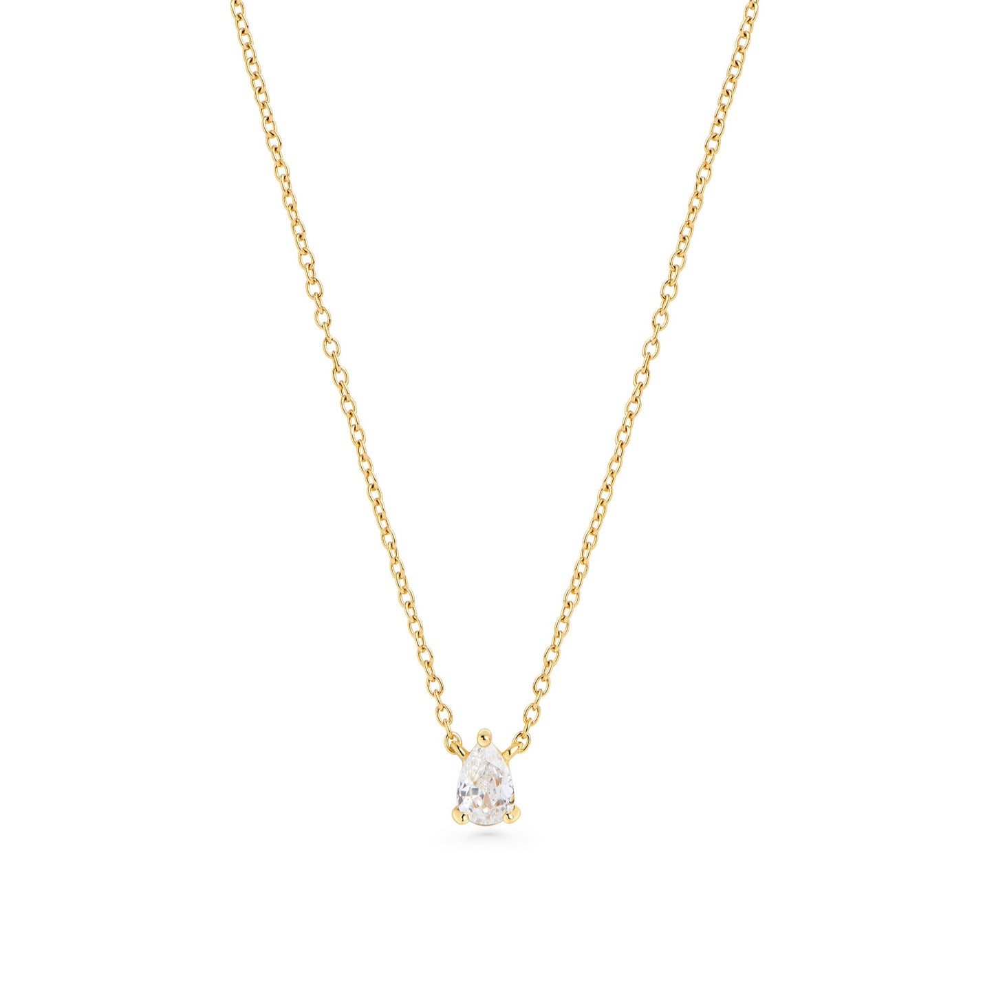 Stainless steel drop shape cz stone pendant necklace safe for sensitive skin MIAJWL