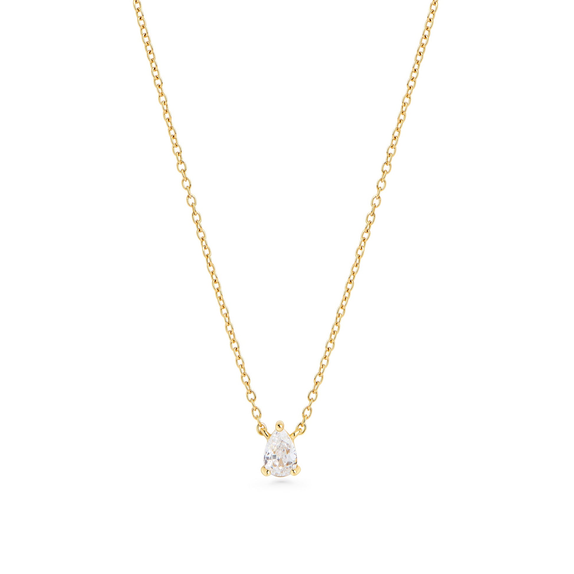 Stainless steel drop shape cz stone pendant necklace safe for sensitive skin MIAJWL