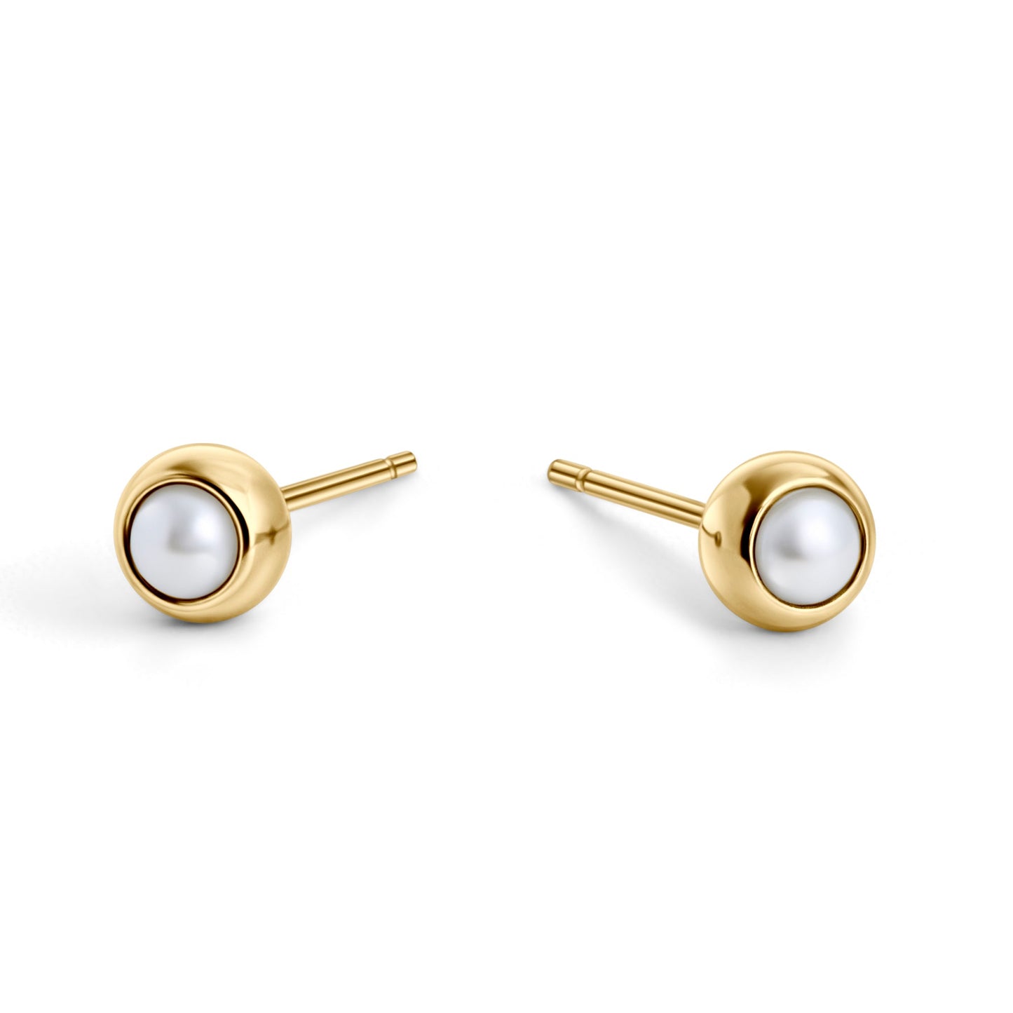 Stainless steel gold earrings studs with pearls no allergy boucles d'oreilles fixes acier inoxydable or avec perles aucun risque d'allergie Mia Bijoux
