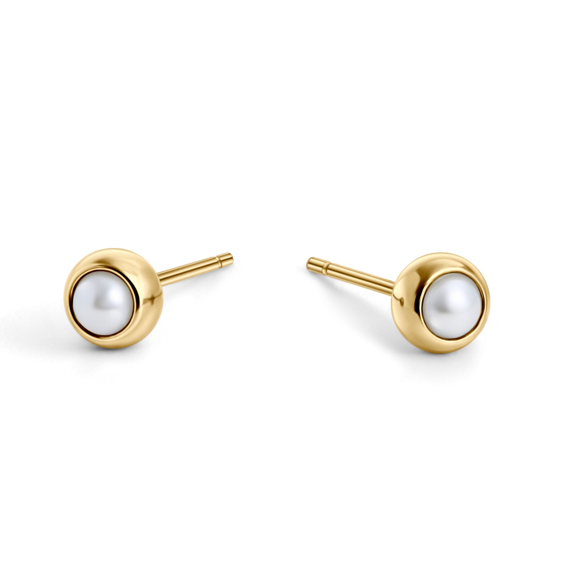 Stainless steel gold earrings studs with pearls no allergy boucles d'oreilles fixes acier inoxydable or avec perles aucun risque d'allergie Mia Bijoux
