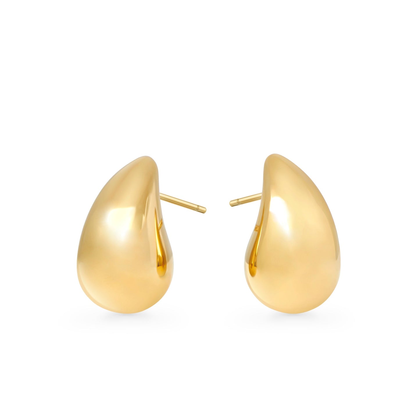 Hypoallergenic gold Stainless steel small puffy teardrop earrings MIAJWL
