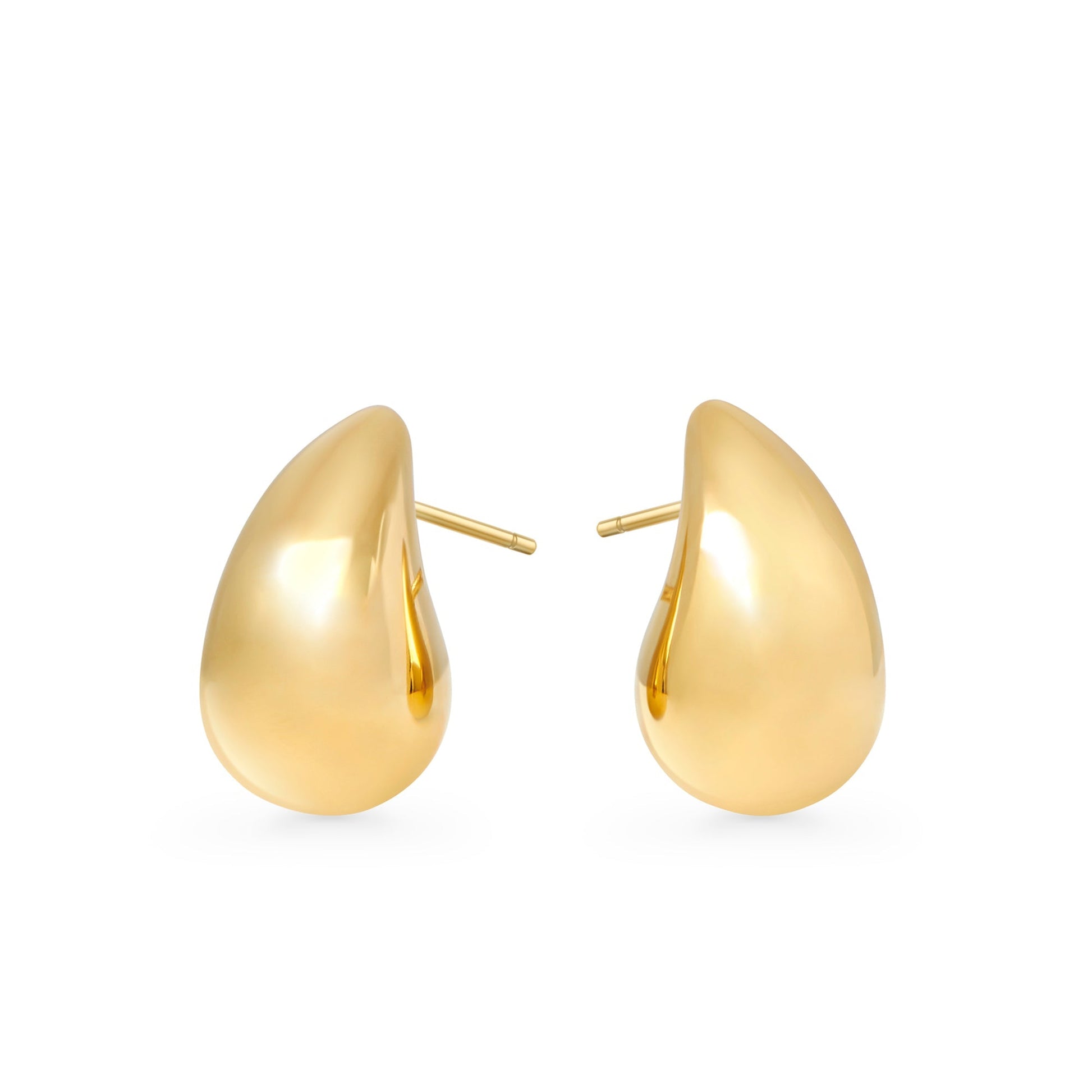 Hypoallergenic gold Stainless steel small puffy teardrop earrings MIAJWL