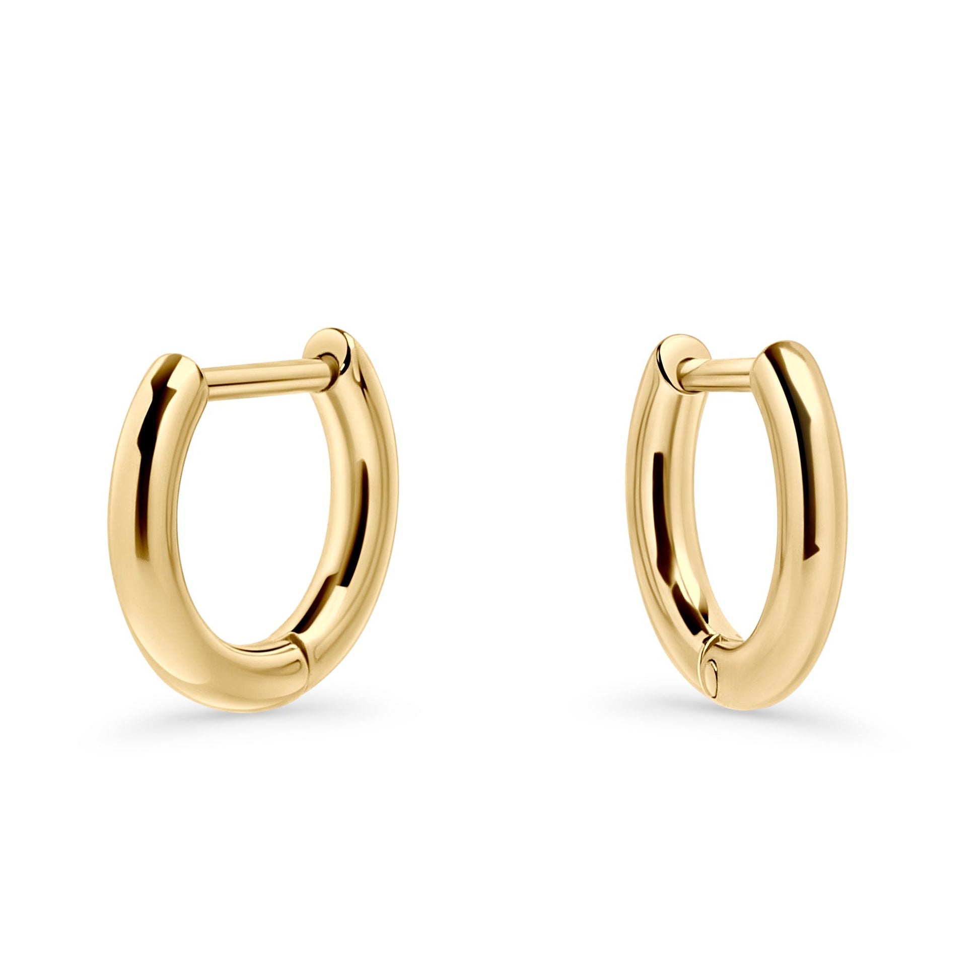 gold stainless steel modern made to last small hoop earrings MIAJWL Petites boucles d'oreilles anneaux modernes acier inoxydable or durable Mia Bijoux