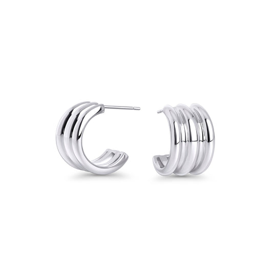 Anneaux boucles d'oreilles acier inoxydable 3 rangs aucune allergie oreilles sensibles Mia Bijoux