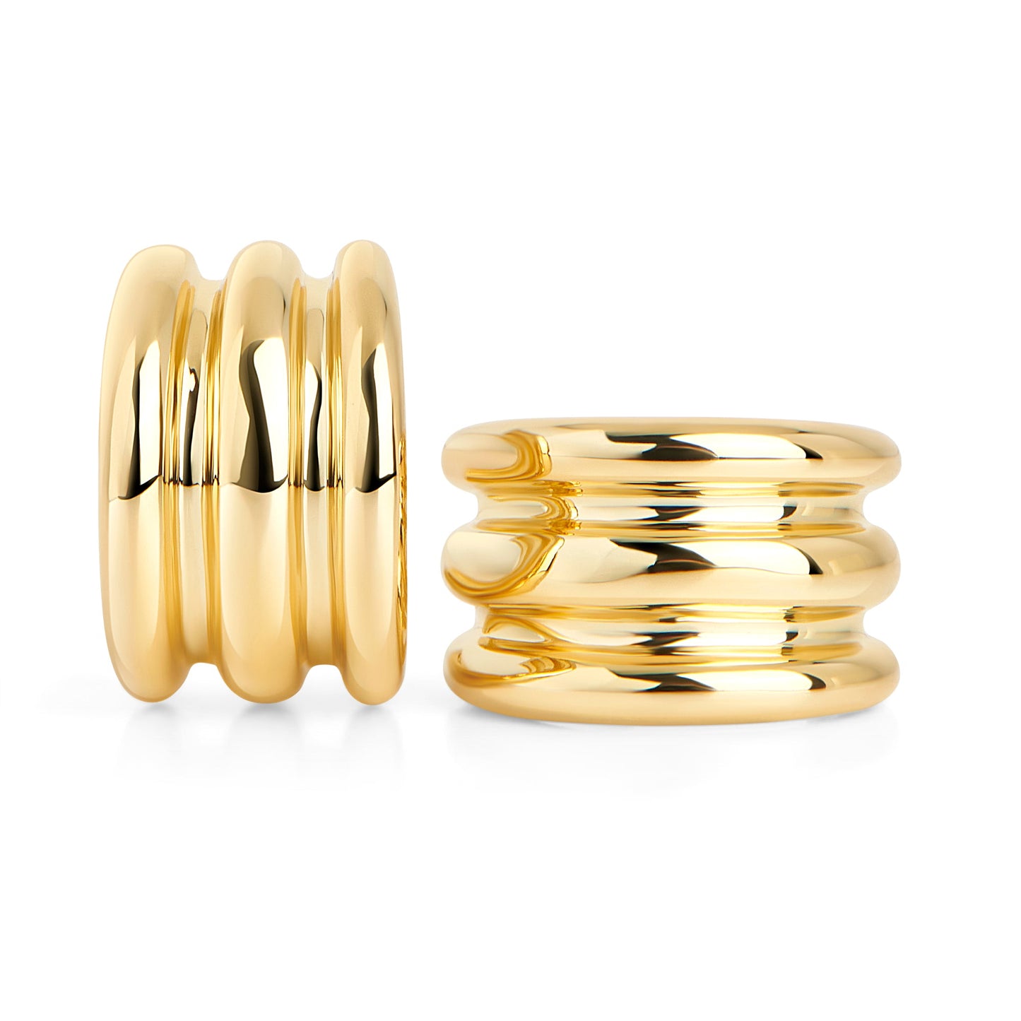 Stainless steel 3 rows hoops earrings boucles d'oreilles anneaux 3 rangs acier inoxydable MIAJWL 