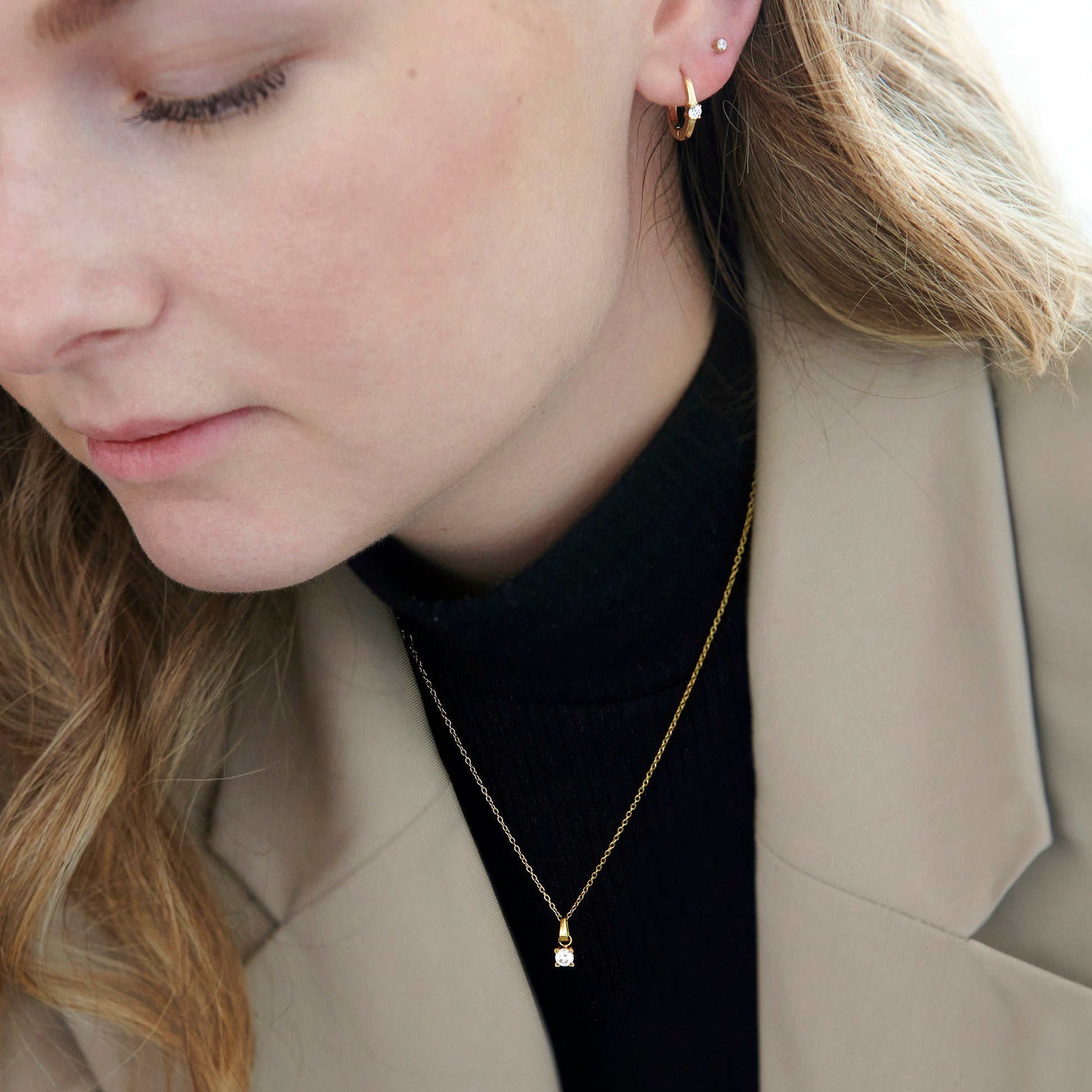 Stainless steel and square cz earrings and pendant necklace pendentif et boucles d'oreilles acier inox et zircons cubiques MIAJWL