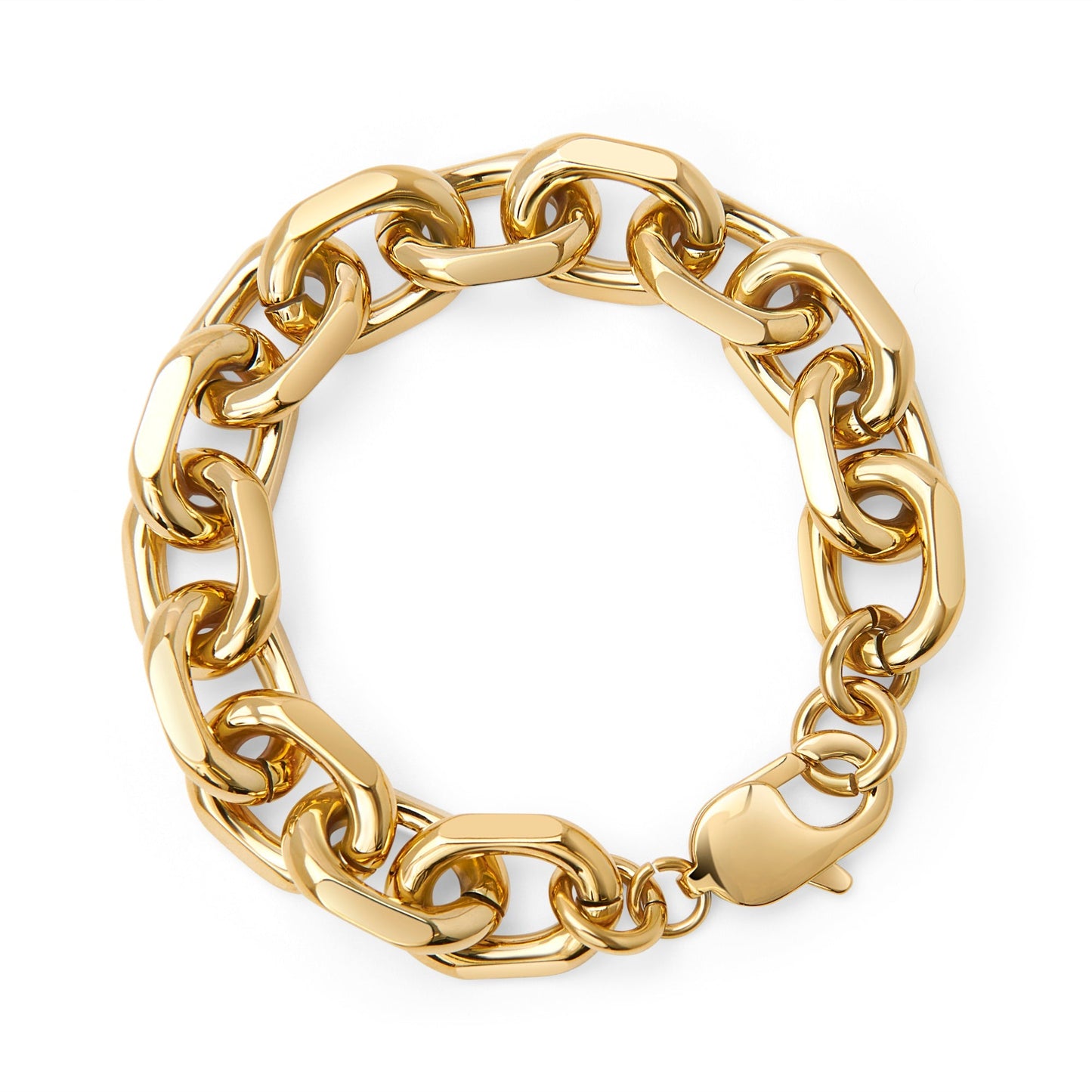 Gold trendy made to last stainless steel big links bracelet acier inoxydable or durable grosses mailles ovales tendance  MIAJWL