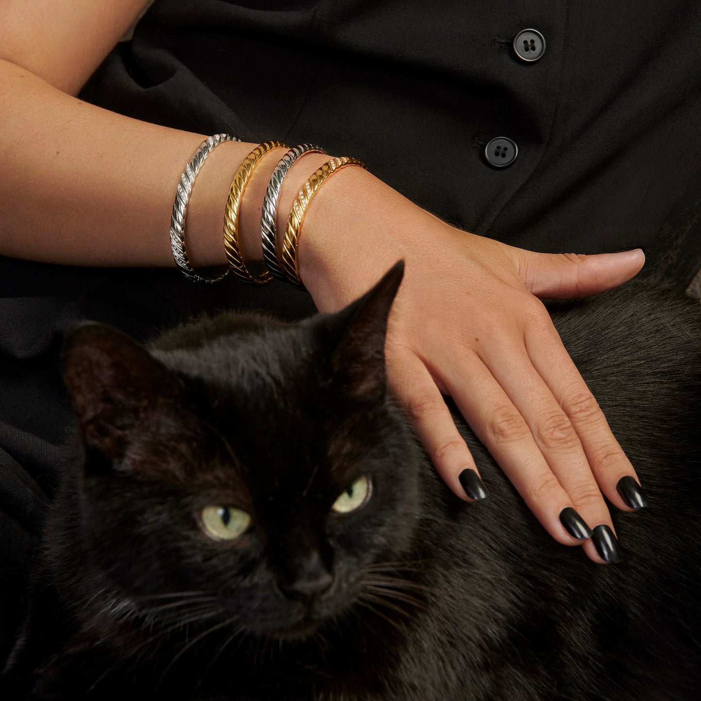 Stainless steel cable bangles with cz stones bracelets rigides cable avec pierres zircons acier inoxydable MIAJWL