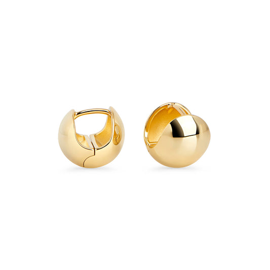Gold stainless steel ball huggie earrings allergy free MIAWJWL