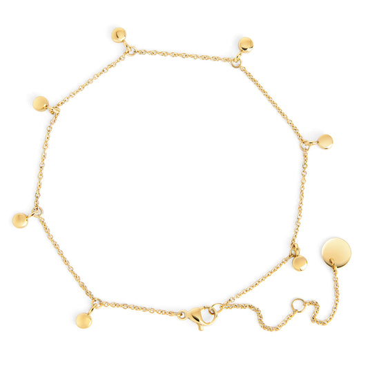 Gold stainless steel round tiny charm dangle anklet hypoallergenic MIAJWL