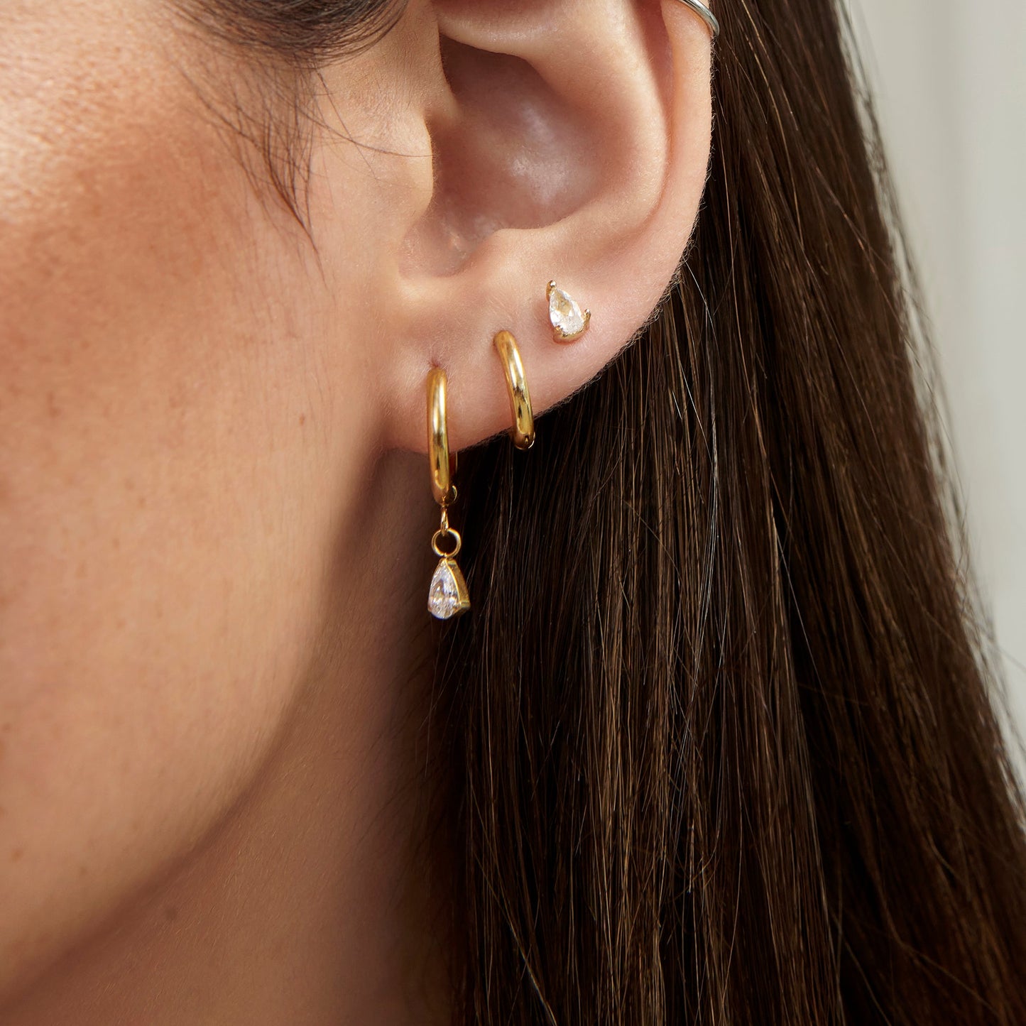 Stainless steel drop shape cz stones earrings boucles d_oreilles zircons gouttes acier inoxydable MIAJWL