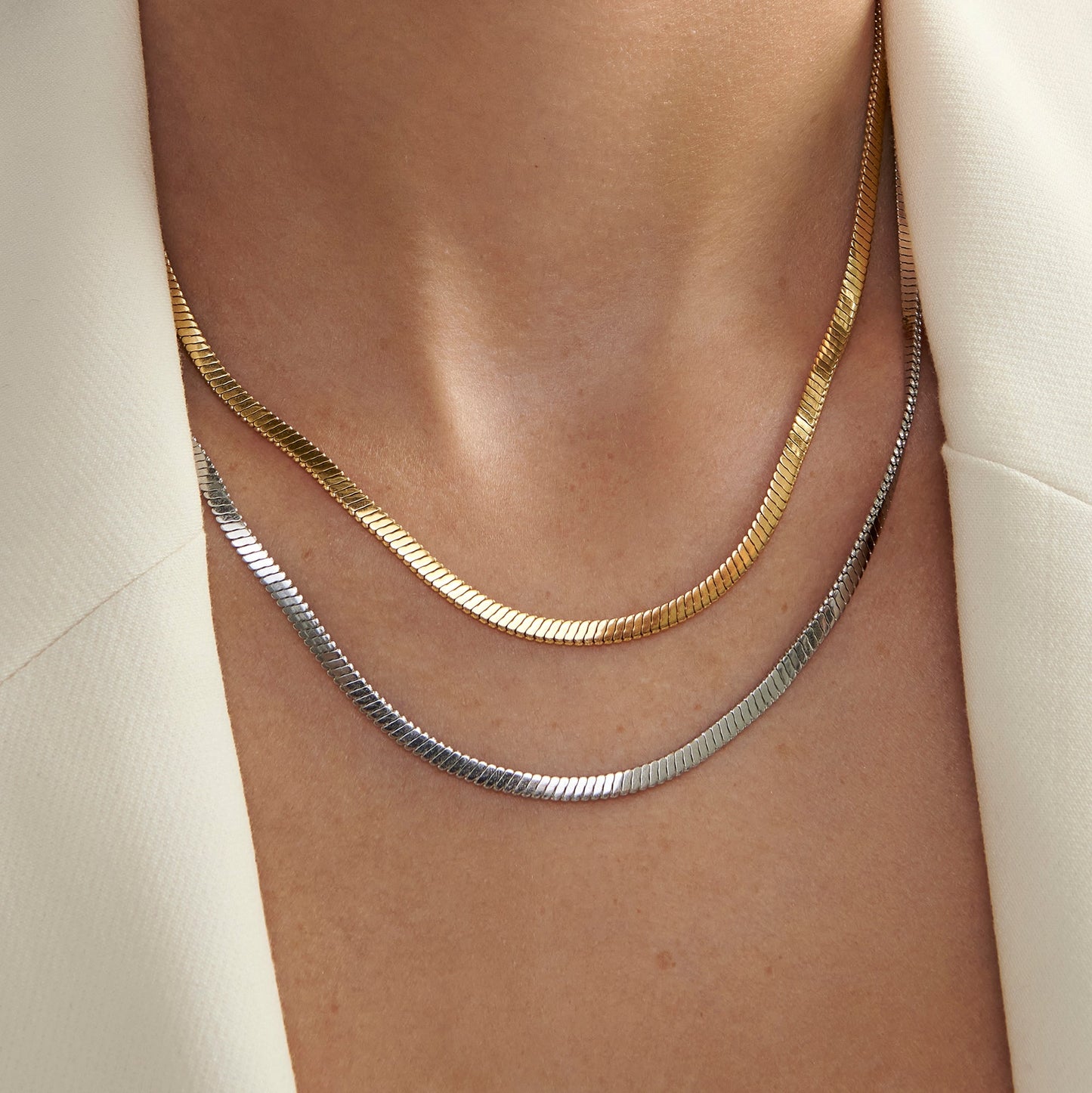 Stainless steel essential chain necklace silver and gold collier chaînes essentielles acier inoxydable argent et or MIAJWL