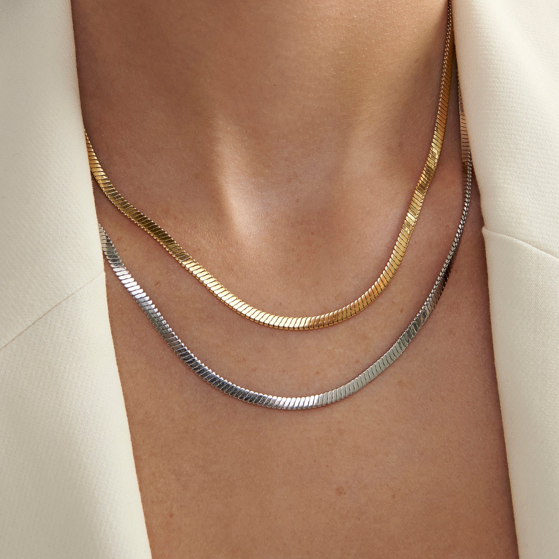 Stainless steel essential chain necklace silver and gold collier chaînes essentielles acier inoxydable argent et or MIAJWL