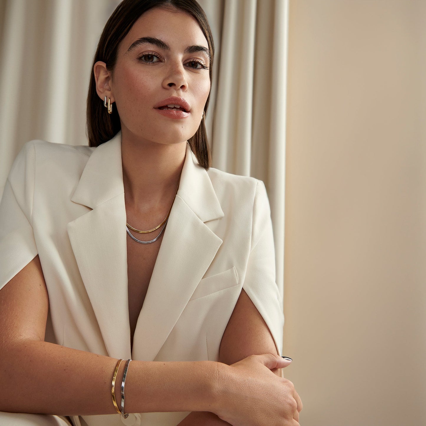 Stainless steel gold and silver earrings and chains boucles d_oreilles et chaînes acier inoxydable or et argent MIAJWL