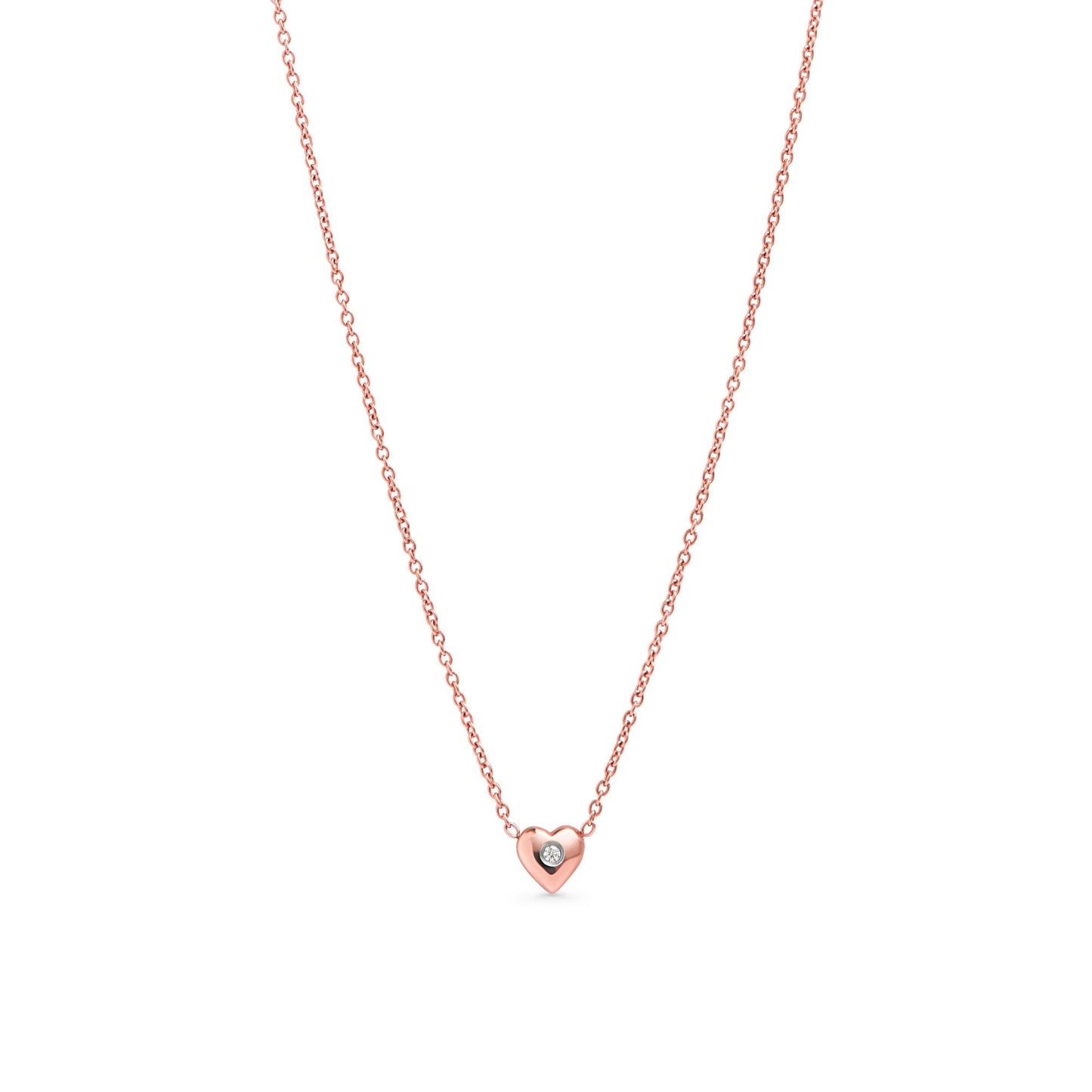 No allergy rose gold stainless steel heart with stone pendant necklace MIAJWL collier pendentif avec coeur et pierre acier inoxydable doré rose sans risque d'allergie Mia Bijoux