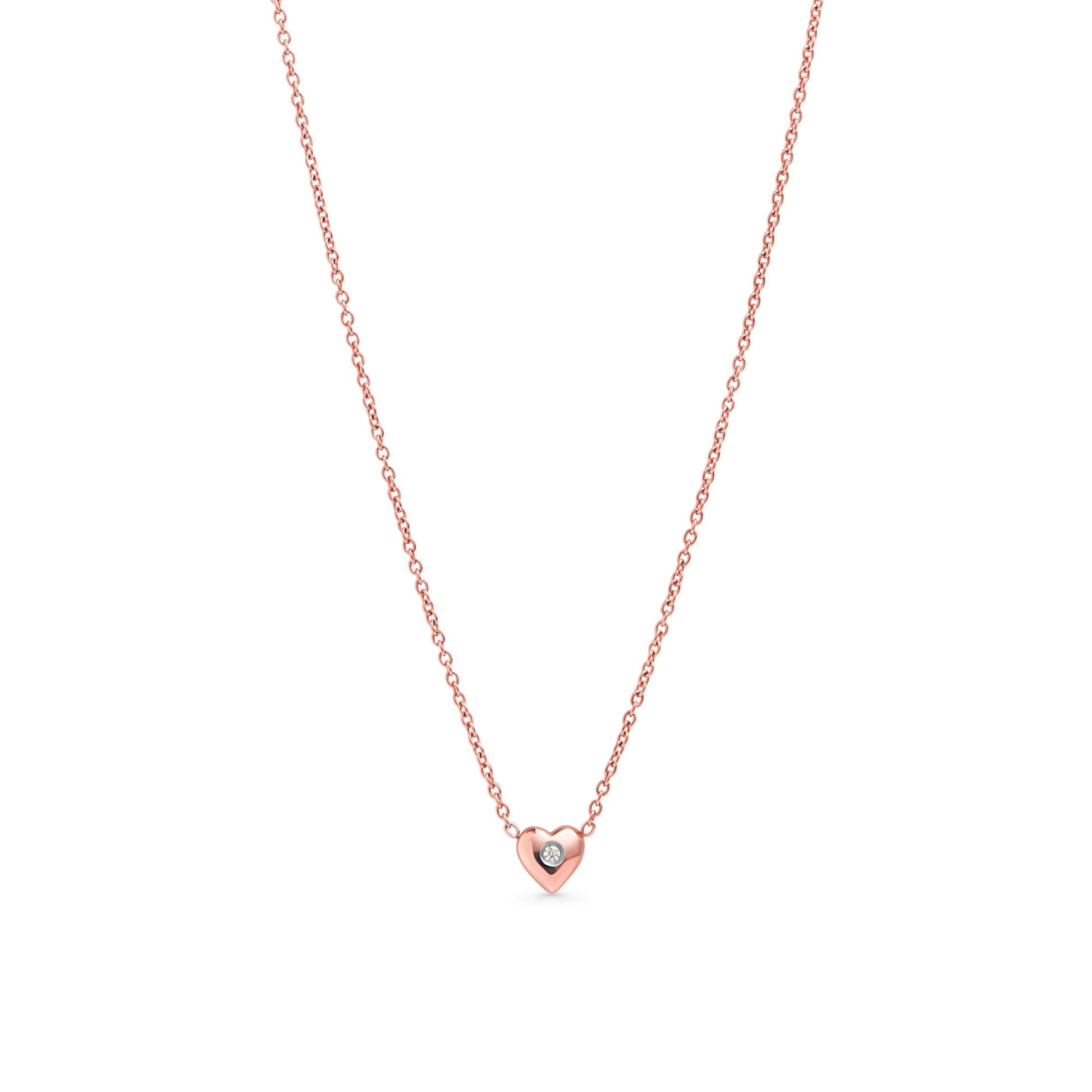 No allergy rose gold stainless steel heart with stone pendant necklace MIAJWL collier pendentif avec coeur et pierre acier inoxydable doré rose sans risque d'allergie Mia Bijoux