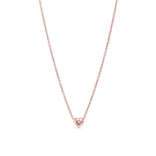 No allergy rose gold stainless steel heart with stone pendant necklace MIAJWL collier pendentif avec coeur et pierre acier inoxydable doré rose sans risque d'allergie Mia Bijoux