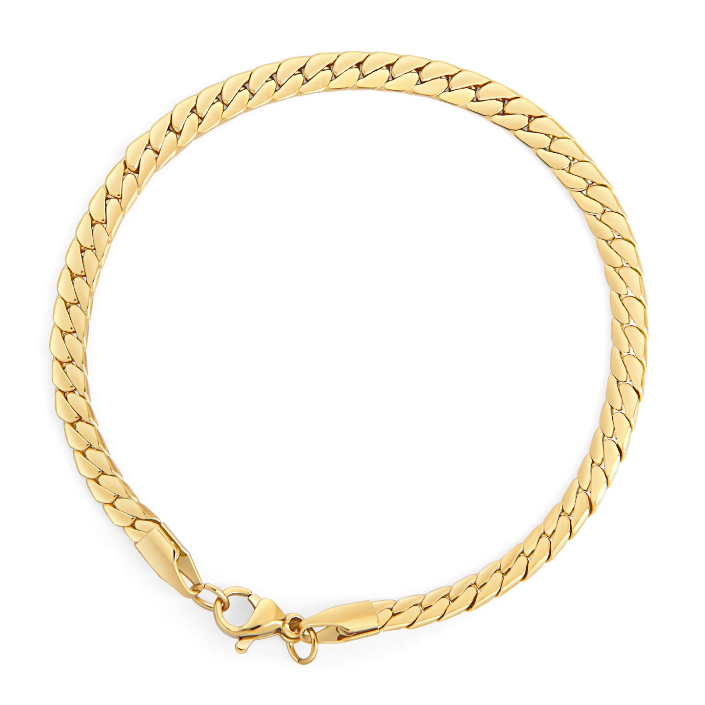 Bracelet chaîne mailles anglaises plates acier inoxydable placage écologique or sans danger pour la peau Mia Bijoux