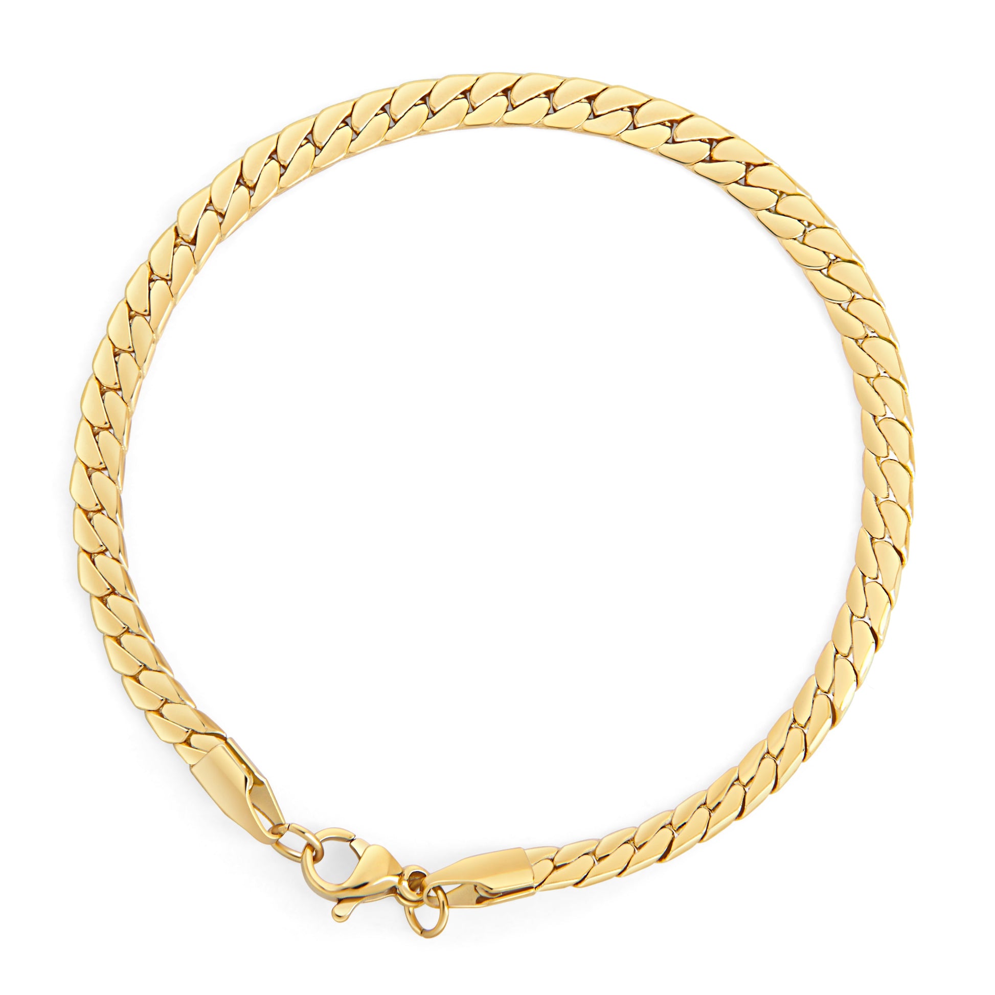 Bracelet chaîne mailles anglaises plates acier inoxydable placage écologique or sans danger pour la peau Mia Bijoux