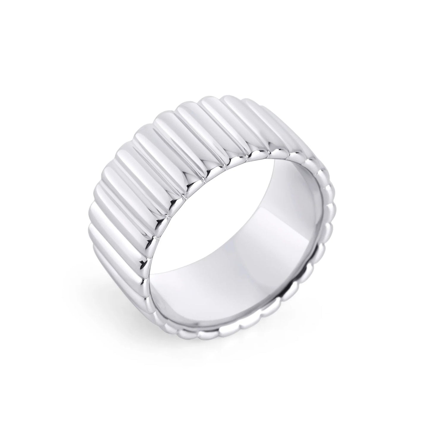 Silver stainless steel large band with stripes safe for sensitive skin MIAJWL