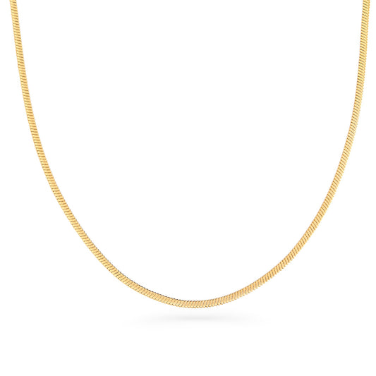 Gold classic stainless steel flat chain necklace safe for skin MIAJWL