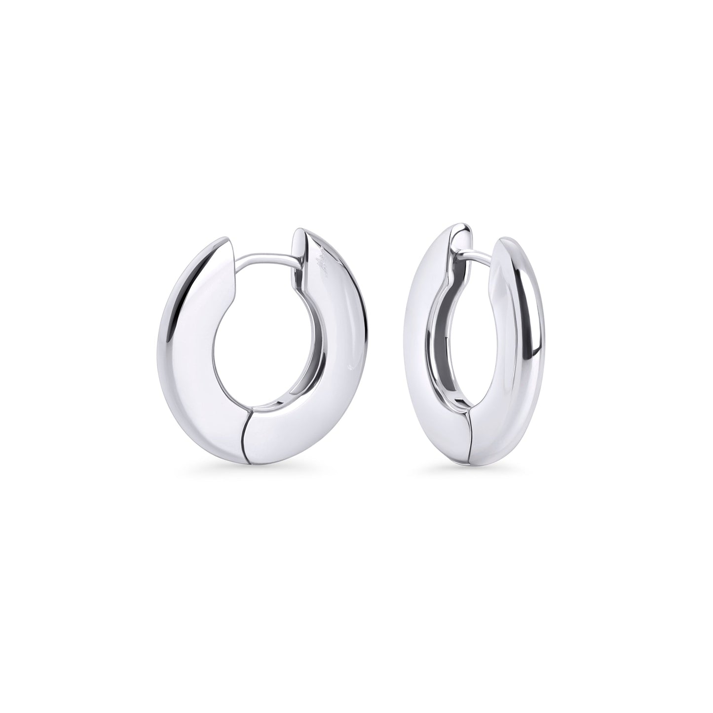Stainless steel comfortable medium round huggie earrings MIAJWL