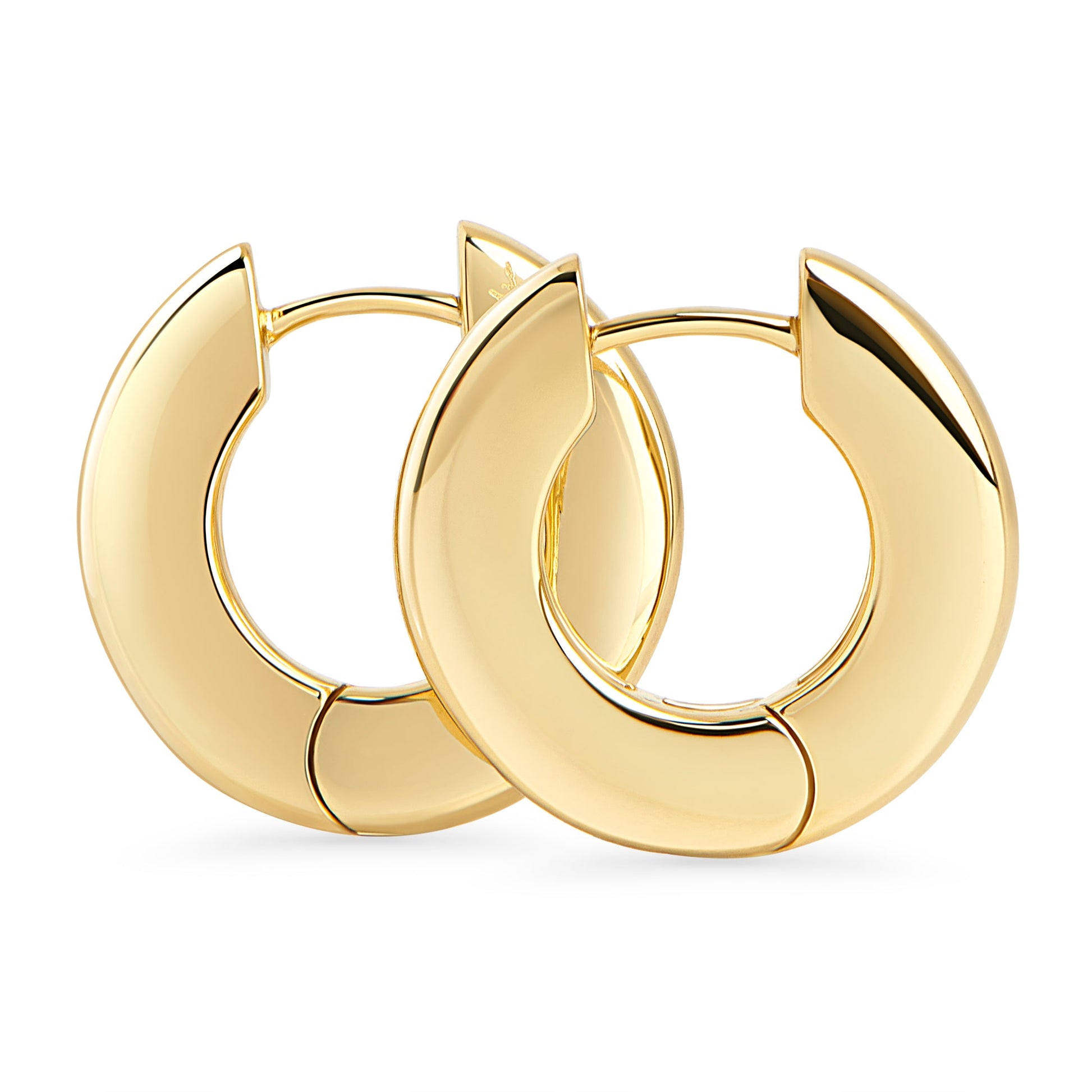 Stainless steel medium flat round huggie earrings boucles d'oreilles moyennes anneau plat acier inoxydable MIAJWL 