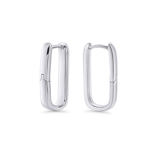 Medium rectangle stainless steel comfortable huggie earrings allergy free MIAJWL