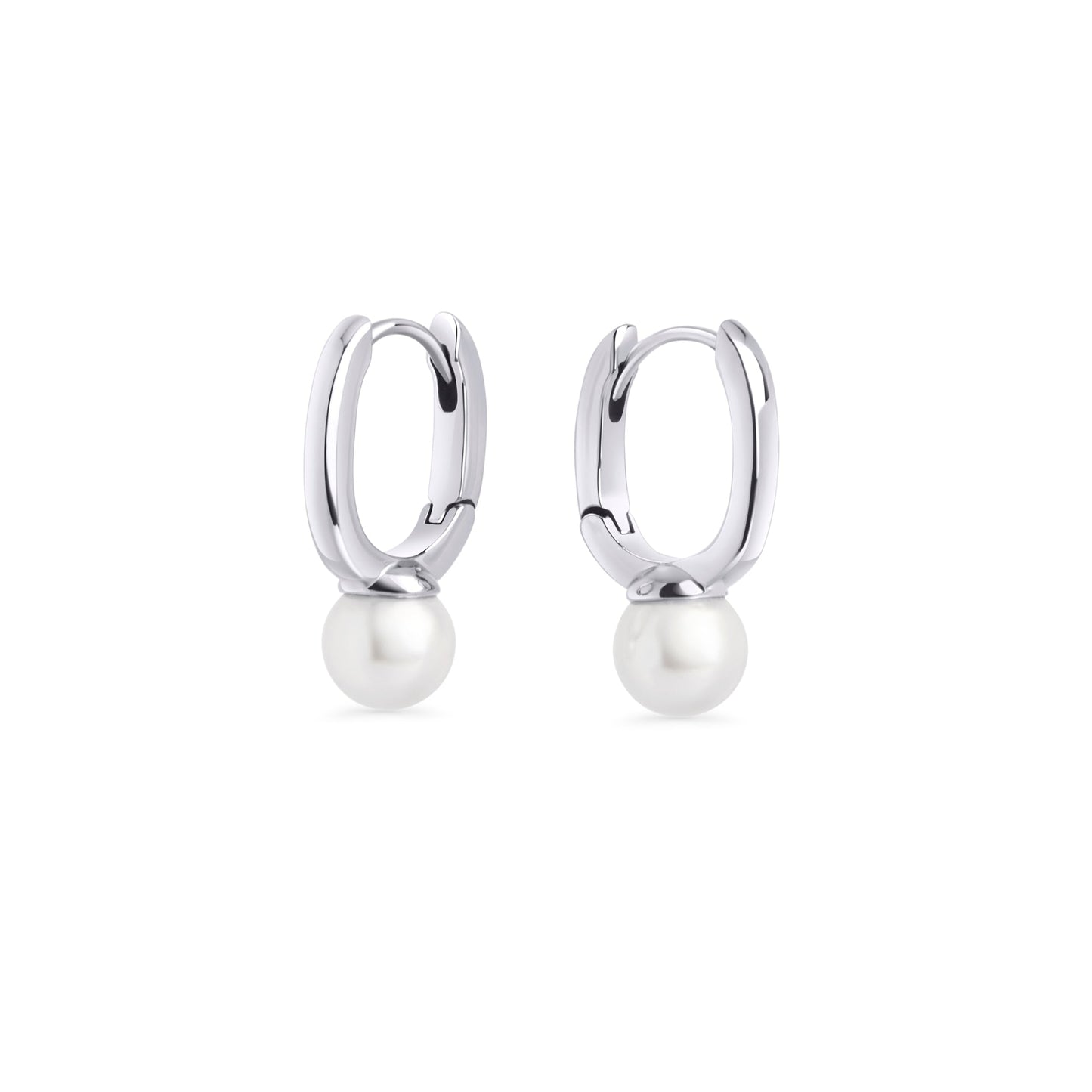 Stainless steel huggie earrings with glass pearls safe for skin MIAJWL